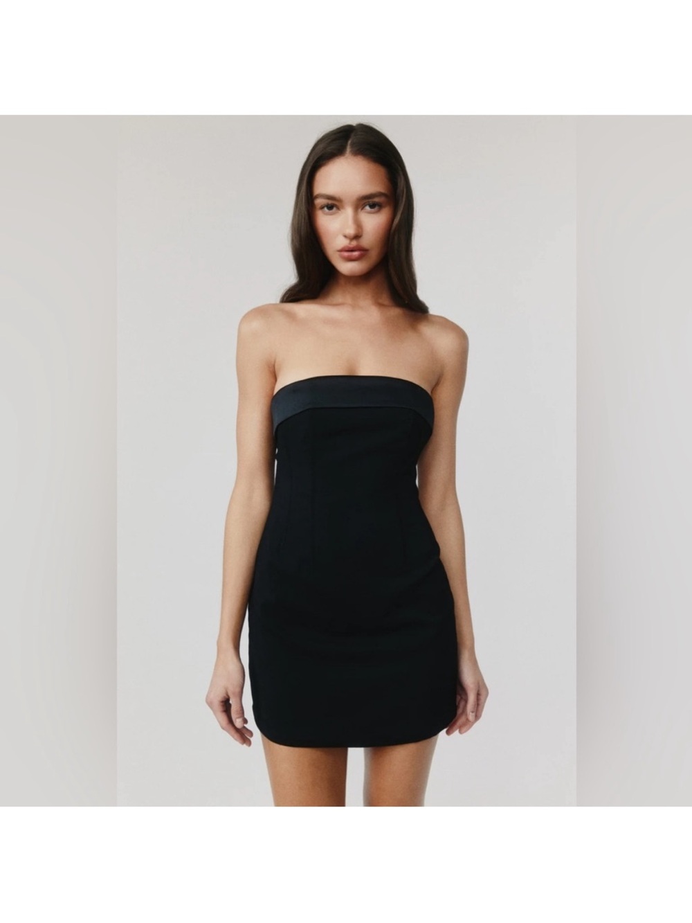 With Jean Strapless Corseted Black Mini Dress